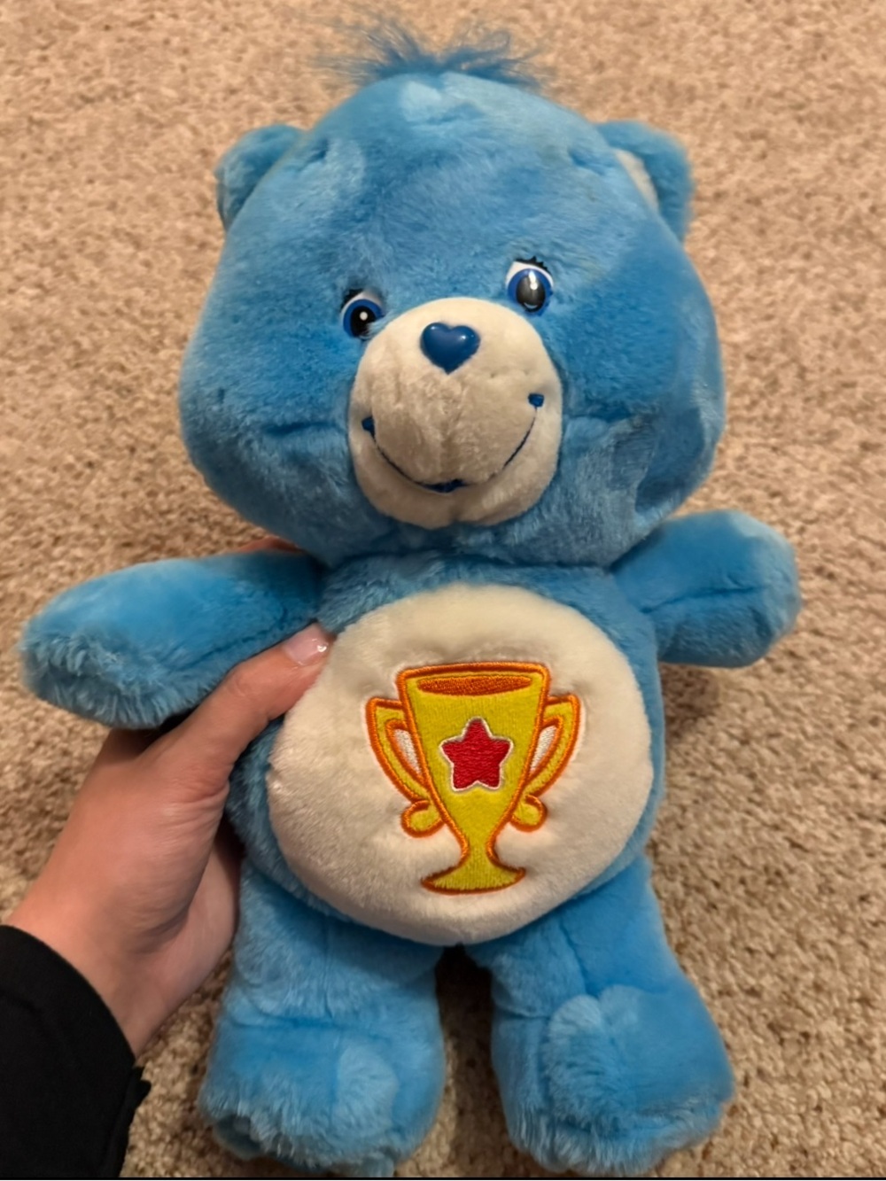 Care Bears 2003 Vintage Champ Blue Trophy Bear Plush 12" Stuffed Animal Toy